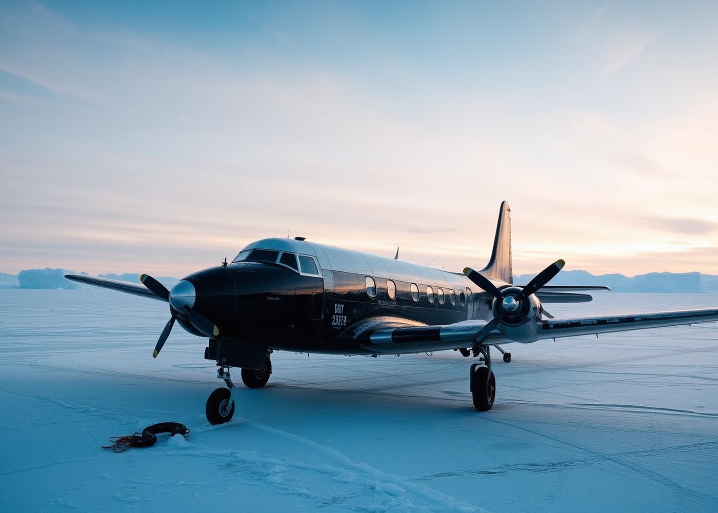 Expedition aircraft on the Antarctic ice